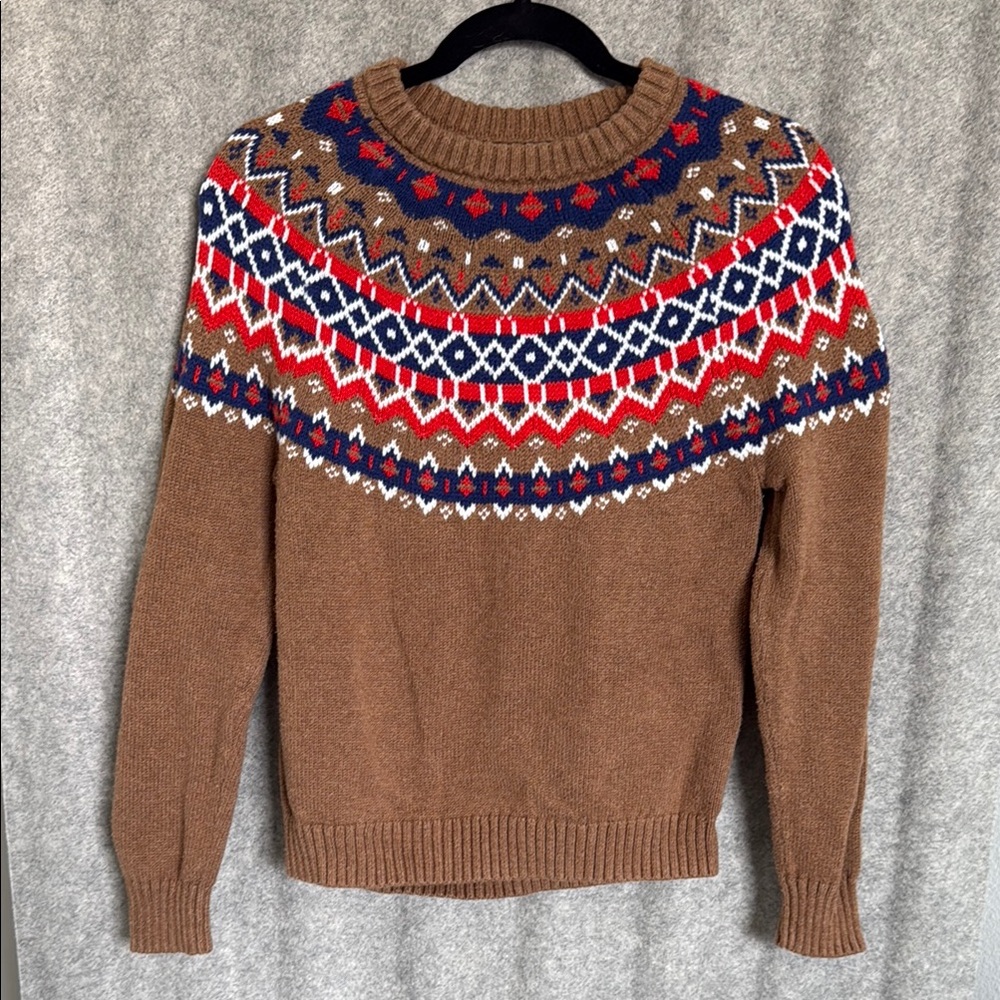 JCrew Women’s Brown Fair Isle Sweater, XS